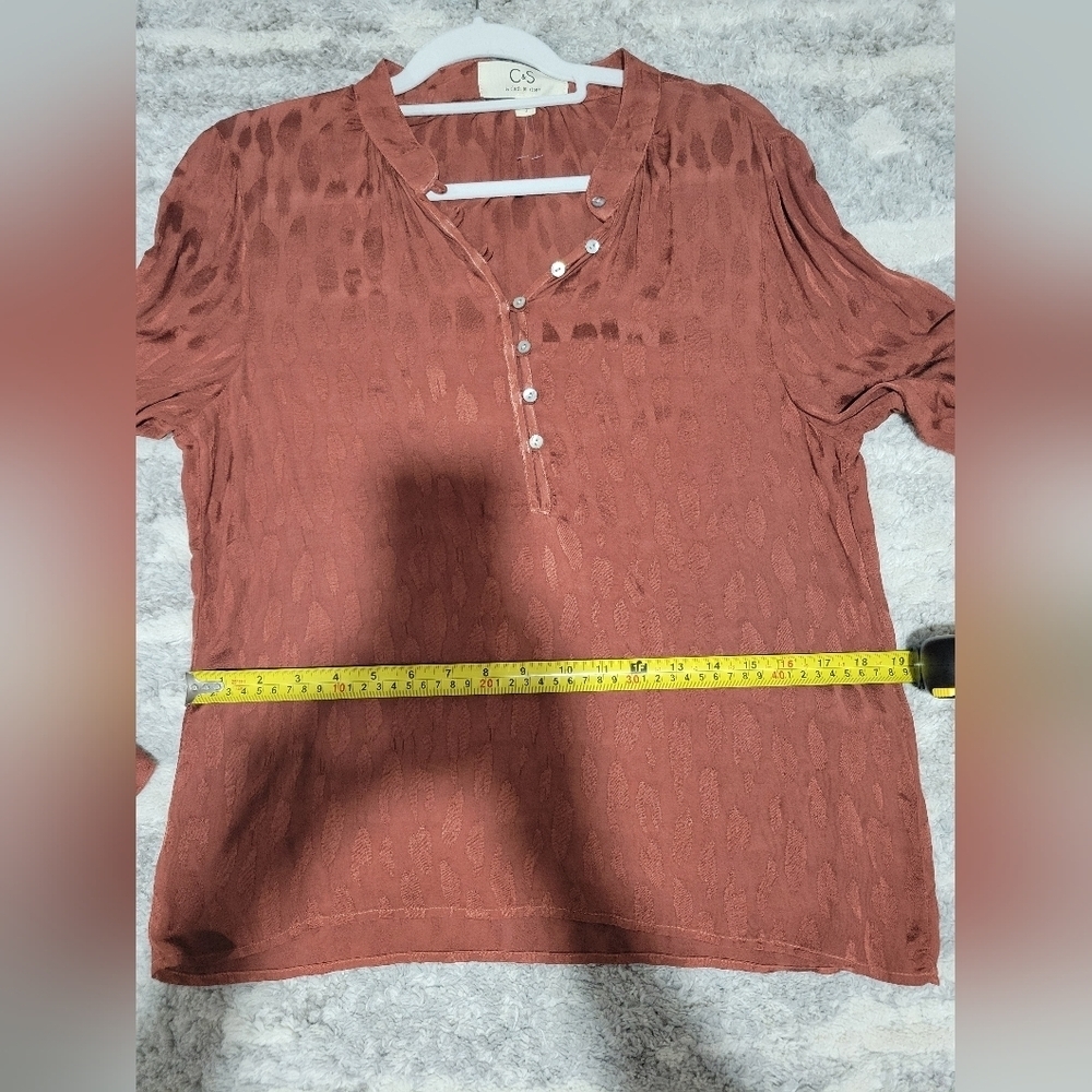 Women's Brown Button-Up Top - Picture 11 of 13